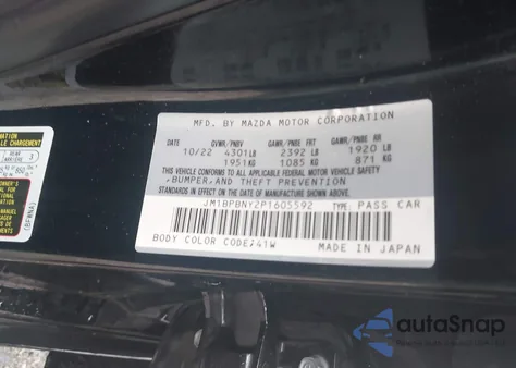 2023 Mazda Mazda3 Hatchback 2.5 Turbo Premium Plus z USA, uszkodzony, nr VIN JM1BPBNY2P1605592